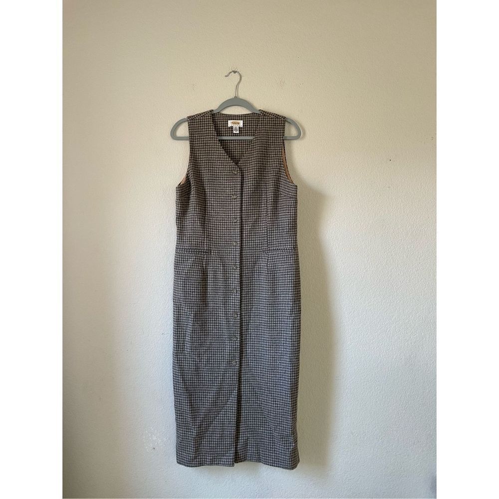 Vintage Talbots wool houndstooth 100% wool‎ midi dress